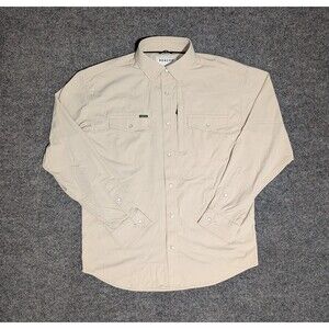 Poncho Shirt Mens Medium Regular Fit Pearl Snap Long Sleeve Beige